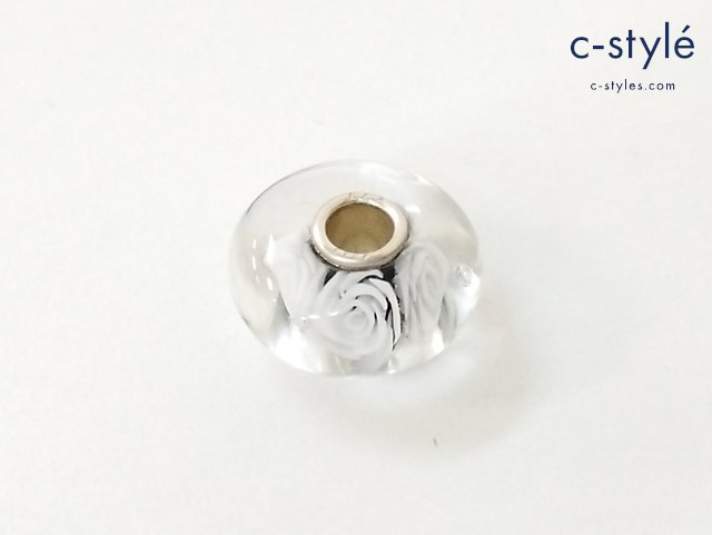 TROLL BEADS トロールビーズ ガラスビーズ ホワイトローズ 花