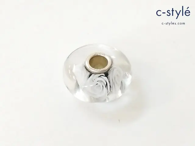 TROLL BEADS トロールビーズ ガラスビーズ ホワイトローズ 花