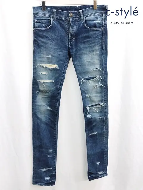 14th Addiction フォーティーンスアディクション デニムパンツ 1 インディゴ ダメージ加工 ボタンフライ