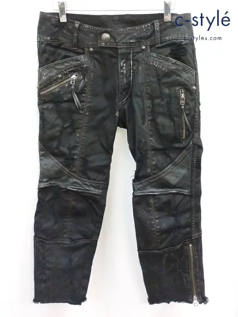 14th Addiction フォーティーンスアディクション クロップドパンツ 1 ブラック ダメージ加工