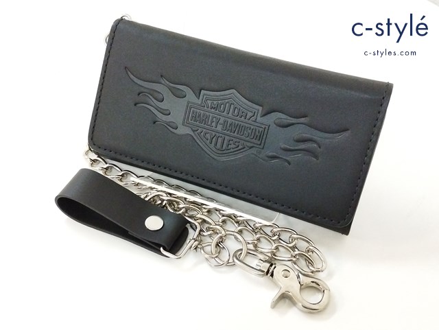 Harley-Davidson ハーレーダビッドソン ロングウォレット ブラック チェーン付き