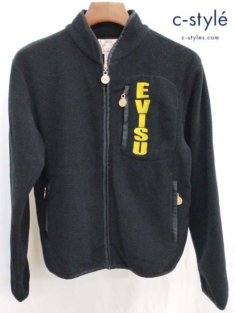 EVISU エヴィス ジップアップフリースジャケット 34 ブラック ジップアップ レディース