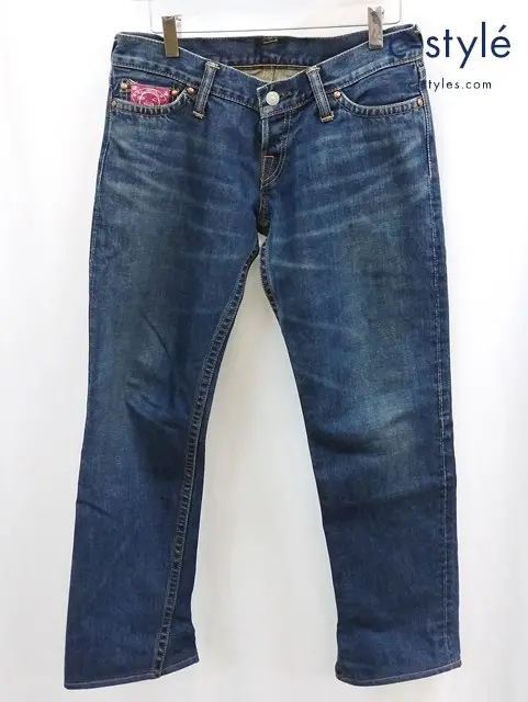 evisu donna エヴィスドンナ デニムパンツ 30ｘ32 インディゴ ハート レディース