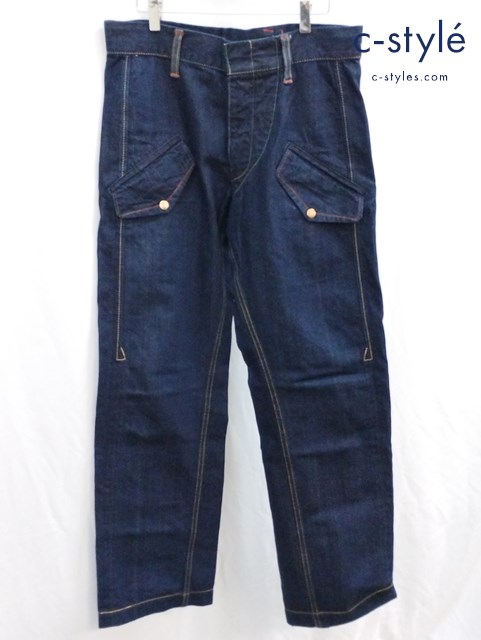 EVISU×PHILIP エヴィス×フィリップ デニムパンツ 32 インディゴ GOSS 9055 ボタンフライ