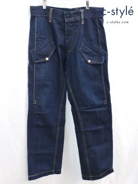 EVISU×PHILIP エヴィス×フィリップ デニムパンツ 32 インディゴ GOSS 9055 ボタンフライ