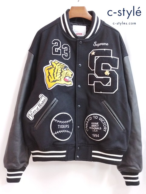 Supreme シュプリーム ジャケット ブラック M Tiger Varsity Jacket ワッペン