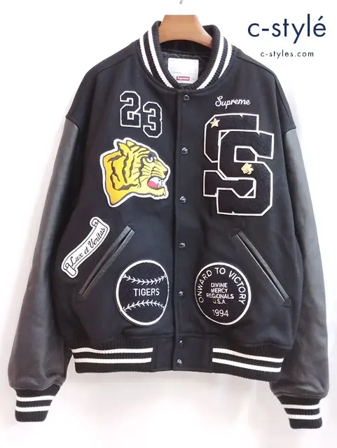 Supreme シュプリーム ジャケット ブラック M Tiger Varsity Jacket ワッペン