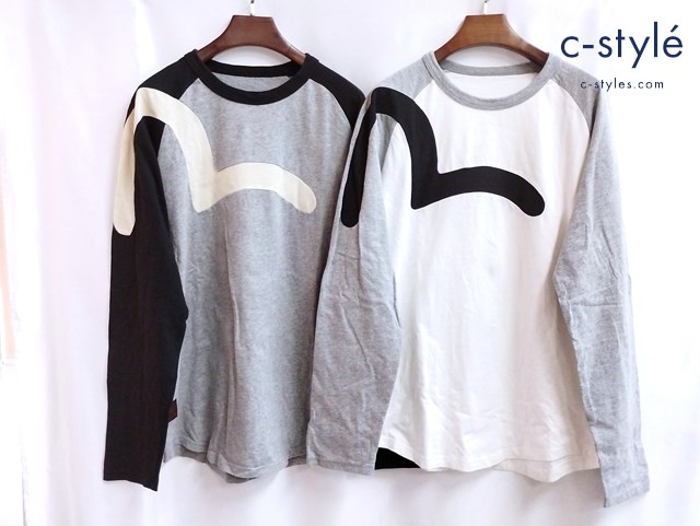 EVISU エヴィス 長袖シャツ 44 グレー系 ホワイト系 計2点