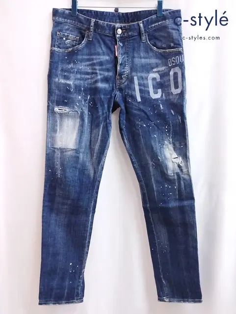 Dsquared2 ディースクエアード デニムパンツ 50 インディゴ Skater Jean S79LA0033 ダメージ加工