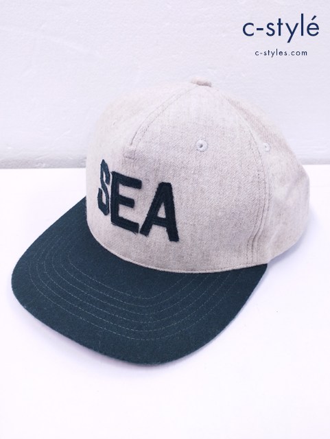 WIND AND SEA ウィンダンシー ロゴキャップ F ベージュ×グリーン WDS-0-FAL-24-Q1-AC-01