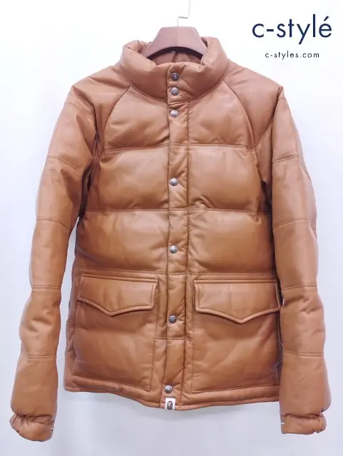 A BATHING APE アベイシングエイプ ジャケット S キャメル LEATHER CLASSIC DOWN JACKET