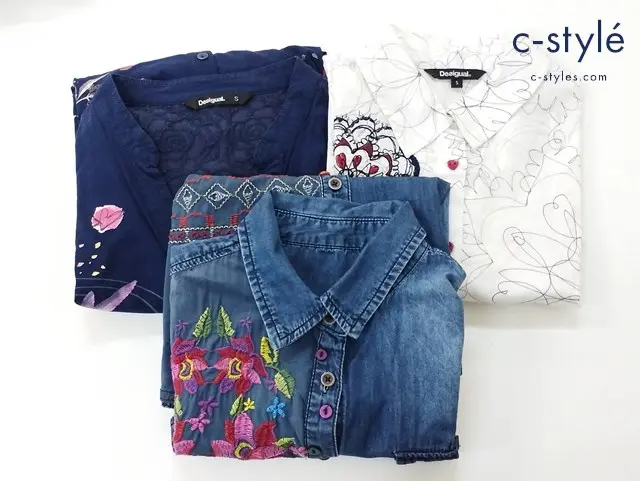 Desigual デシグアル シャツ デニムシャツ S M 花柄 刺繍 レディース 計3点
