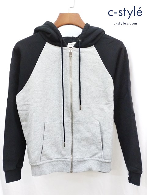 SAINT LAURENT サンローラン ジップアップパーカー S グレー×ブラック 316688 Y1LWG