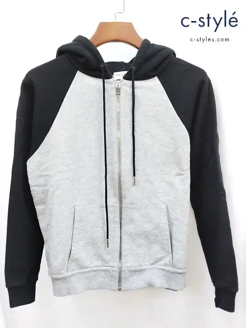 SAINT LAURENT サンローラン ジップアップパーカー S グレー×ブラック 316688 Y1LWG