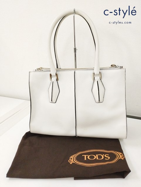 TOD’S トッズ レザーハンドバッグ ホワイト GENUINE LEATHER