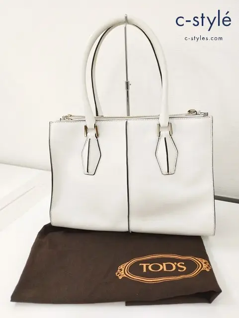 TOD’S トッズ レザーハンドバッグ ホワイト GENUINE LEATHER