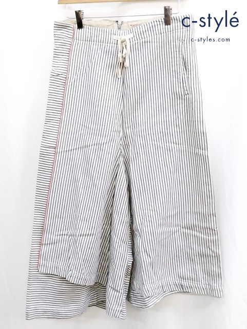 KAPITAL キャピタル ヒッコリーガウチョパンツ XS（0） ホワイト×ネイビー レディース