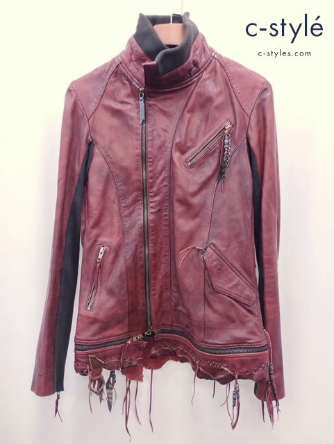 14th Addiction レザージャケット 2 ワインレッド系 GOAT SKIN LEATHER JACKET TY-B:02