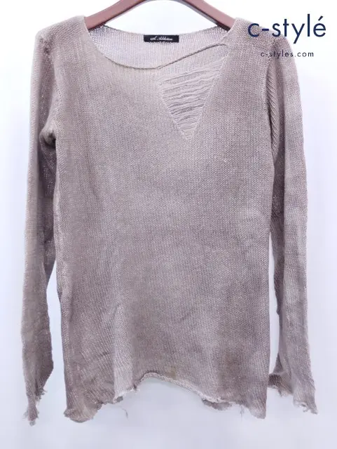 14th Addiction フォーティーンスアディクション ニット 2 ブラウン系 DAMAGED KNIT セーター 綿100％