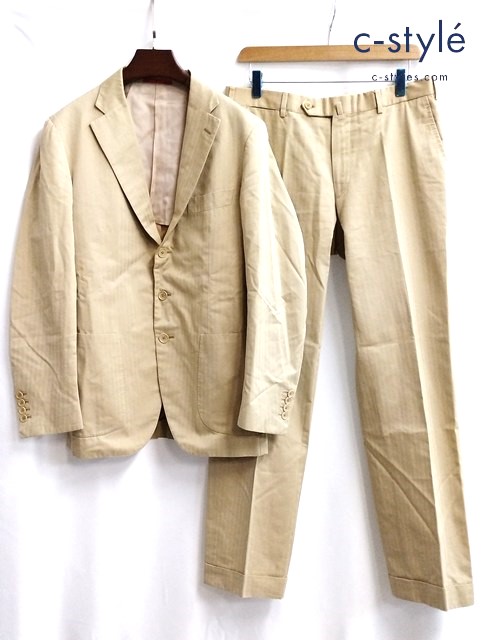 ISAIA イザイア 段返り3Bテーラードジャケット パンツ 48 ベージュ イタリア製 セットアップ