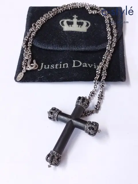 Justin Davis ジャスティンデイビス ネックレス ブラック×シルバー クラウンウッドクロス SILVER925