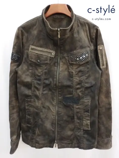 14th Addiction フォーティーンスアディクション スタッズミリタリージャケット 2 ブラウン系 綿100％