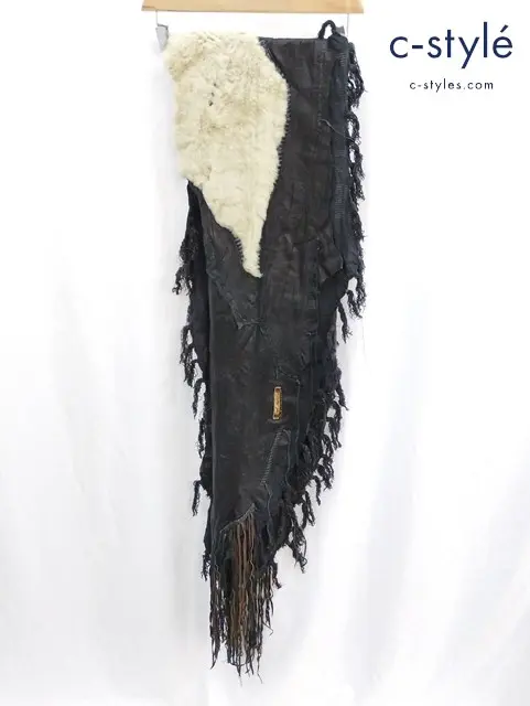 14th Addiction フォーティーンスアディクション レザーストール ブラック パッチワーク フリンジ