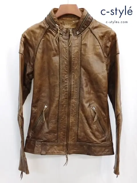 14th Addiction フォーティースアディクション レザーライダースジャケット 3 ブラウン TY-B:03 牛革