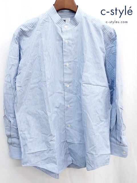 ISSEY MIYAKE イッセイミヤケ シャツ L ブルー ストライプ 長袖 綿100%