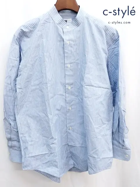 ISSEY MIYAKE イッセイミヤケ シャツ L ブルー ストライプ 長袖 綿100%