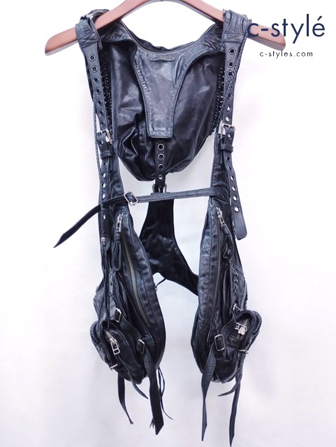 KMRii ケムリ レザーベスト ブラック BLACK STAR FOODIE VEST