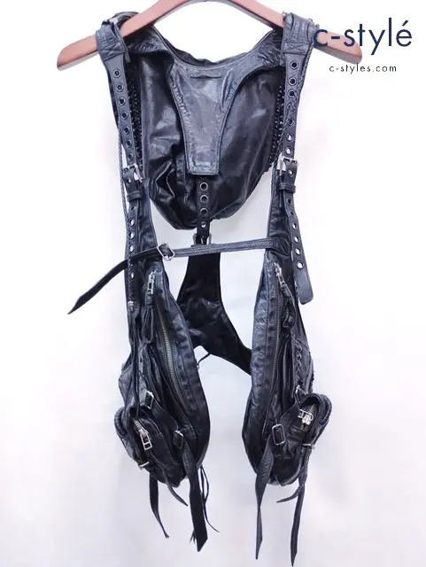 KMRii ケムリ レザーベスト ブラック BLACK STAR FOODIE VEST