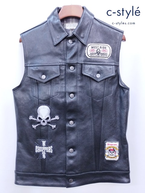 WEST RIDE ウエストライド レザーベスト 40 ブラック GOAT LEATHER 山羊革