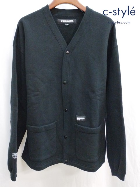 NEIGHBORHOOD ネイバーフッド カーディガン XL ブラック 232FPNH-CSM03 裏起毛