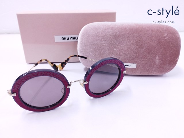 miu miu ミュウミュウ ラウンドサングラス 49□28 ピンク系 SMU08R イタリア製