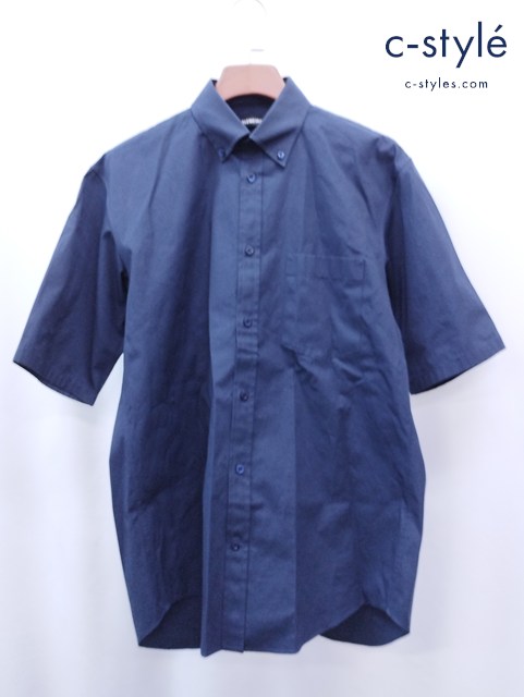 BALENCIAGA バレンシアガ バックロゴ 半袖 シャツ 36 ネイビー 綿100 534334 TBM07