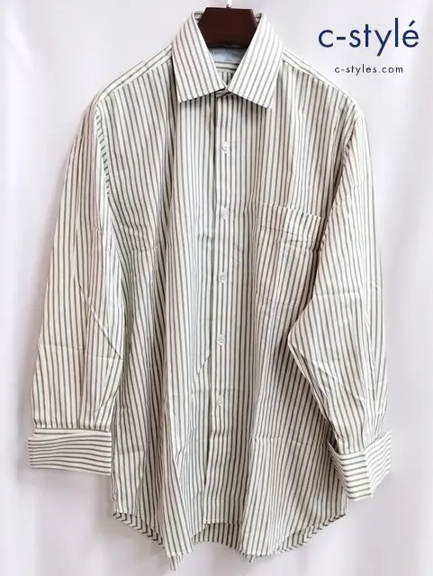 ARNYS アルニス シャツ 39 ホワイト×カーキ系 ストライプ フランス製 綿100％