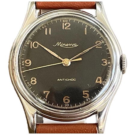 MINERVA(ミネルバ) 1950年代製 cal.49 三針ブラック文字盤