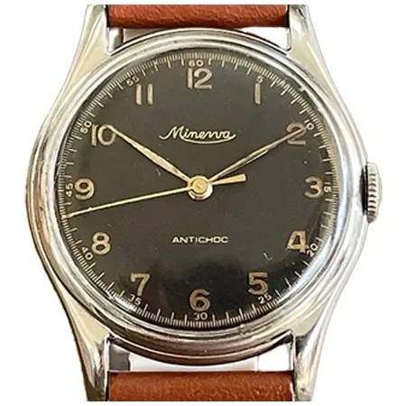 MINERVA(ミネルバ) 1950年代製 cal.49 三針ブラック文字盤