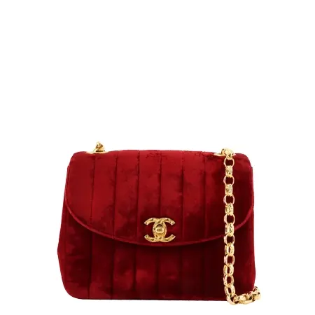 VINTAGE CHANEL(ヴィンテージ シャネル) 90s ベルベットマドモアゼルステッチチェーンショルダーバッグ