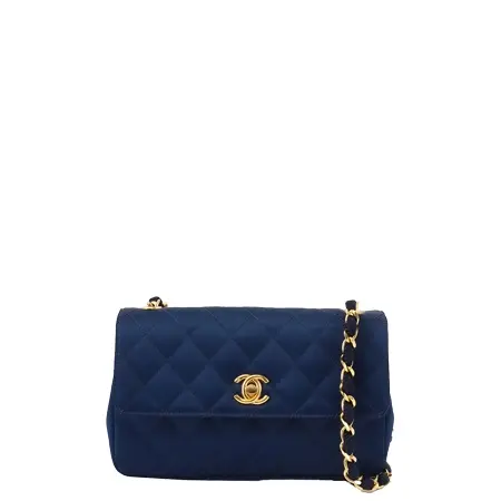 VINTAGE CHANEL(ヴィンテージ シャネル) 80s-90s シルクサテンCCターンロックチェーンショルダーバッグ