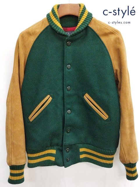 BLUE WORK×SKOOKUM ブルーワーク×スクーカム スタジャン 36 グリーン×キャメル 1004T0-AWD