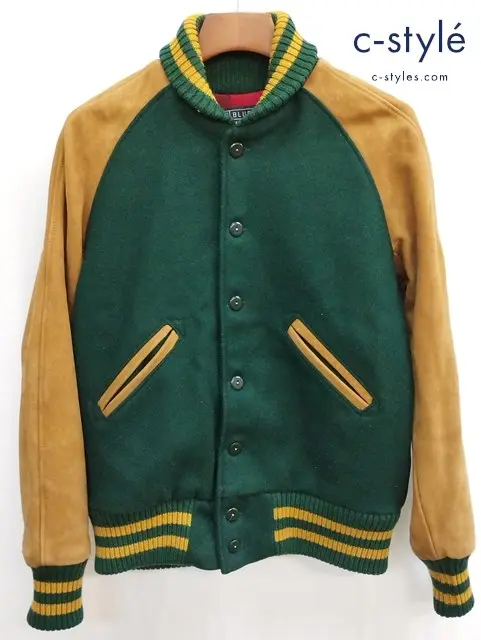 BLUE WORK×SKOOKUM ブルーワーク×スクーカム スタジャン 36 グリーン×キャメル 1004T0-AWD