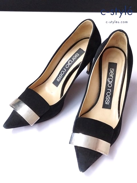 Sergio Rossi セルジオロッシ スエードパンプス 34 ブラック SR1 レディース