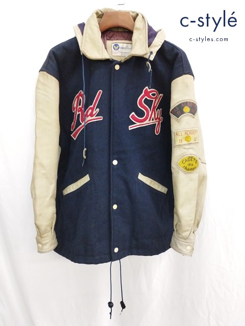 AVIREX アヴィレックス スタジアムジャンパー M ネイビー×ホワイト系 RED SKY スタジャン