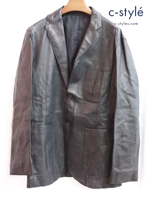 MARGARET HOWELL マーガレットハウエル 2Bレザージャケット XL ブラック MHM0362