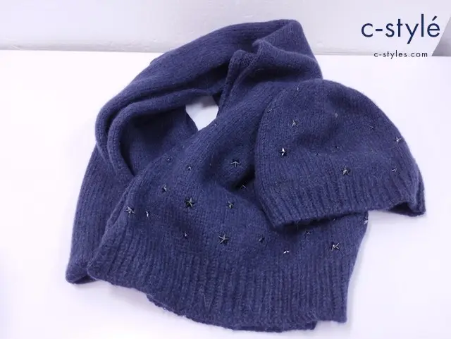 JIMMY CHOO ジミーチュウ マフラー ニットキャップ ネイビー ニット帽 帽子