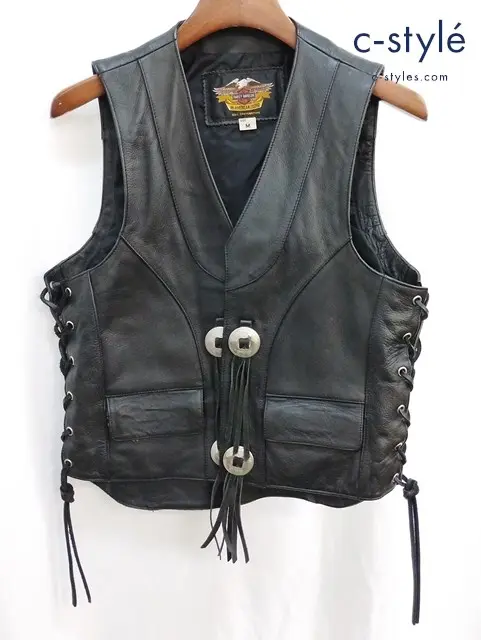 HARLEY DAVIDSON ハーレーダビットソン レザーベスト M ブラック 50063
