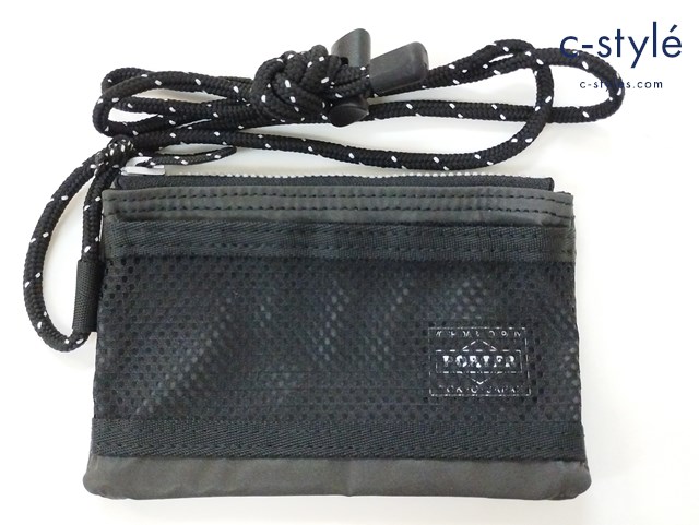 PORTER×BAL ポーター×バル ミニポーチ グレー系×ブラック MESH MINI POUCH