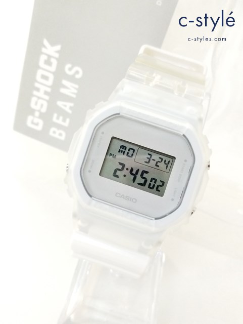 BEAMS×G-SHOCK 腕時計 ホワイト×クリア DW-5600 クレイジー パターン デジタル ウォッチ CASIO